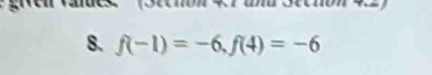 ge Vates n 4r and Secnón 4 
8. f(-1)=-6, f(4)=-6