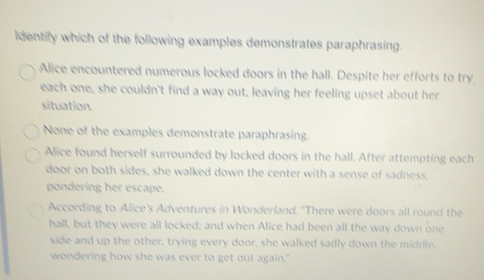 Solved: identify which of the following examples demonstrates ...