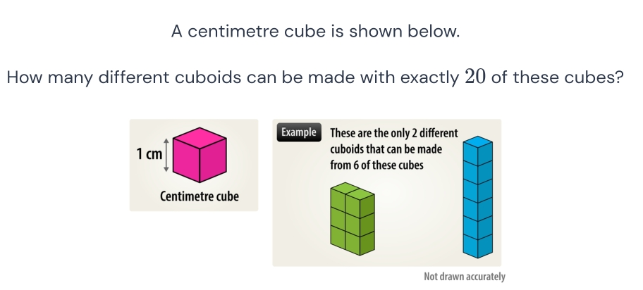 Solved: A centimetre cube is shown below. How many different cuboids ...