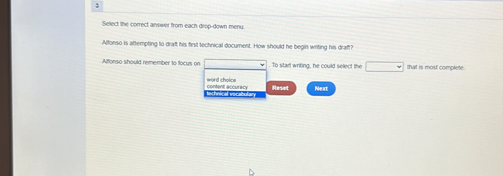 Solved: Select the correct answer from each drop-down menu. Alfonso is ...