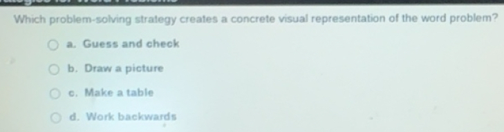 Solved: Which problem-solving strategy creates a concrete visual ...