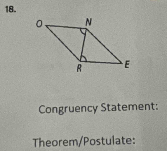 Congruency Statement: 
Theorem/Postulate: