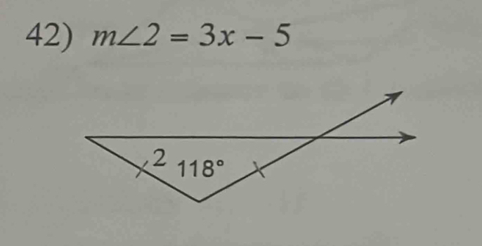 m∠ 2=3x-5