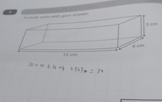 Work out the valume of the caboid.