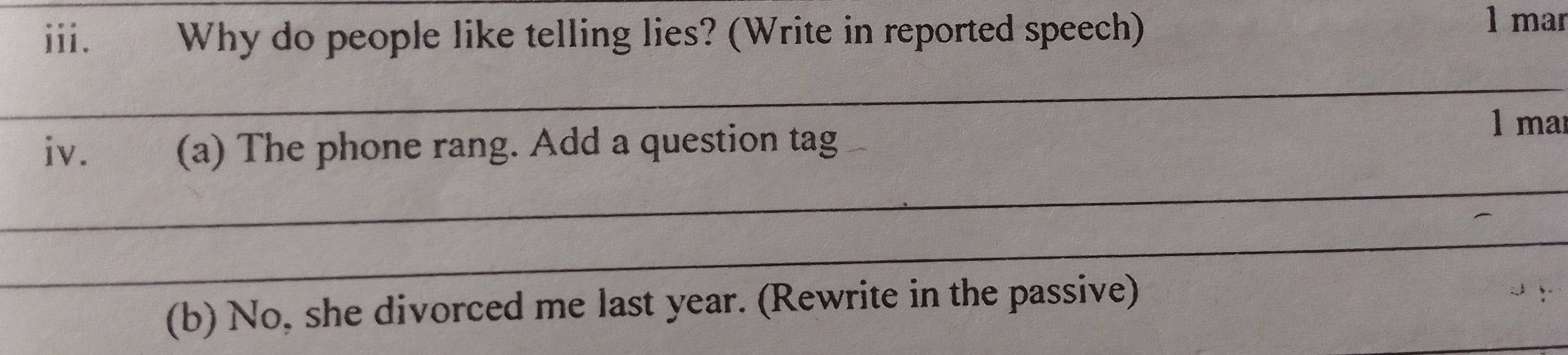 Solved: Why do people like telling lies? (Write in reported speech) 1 ...