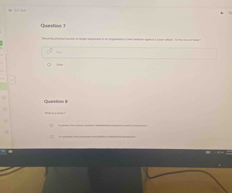 Solved: 2 5. Quiz Question 7 'Securing physical access to target ...