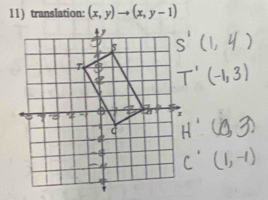 translation: (x,y)to (x,y-1)