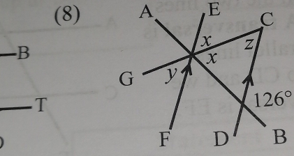 (8) A. E
126°