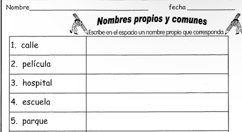 Nombre_ fecha_ 
Nombres propios y comunes