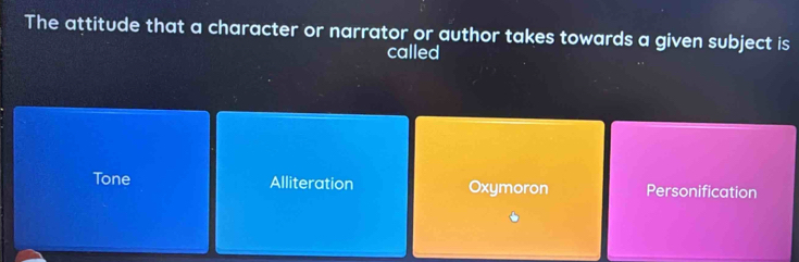 Solved: The attitude that a character or narrator or author takes ...