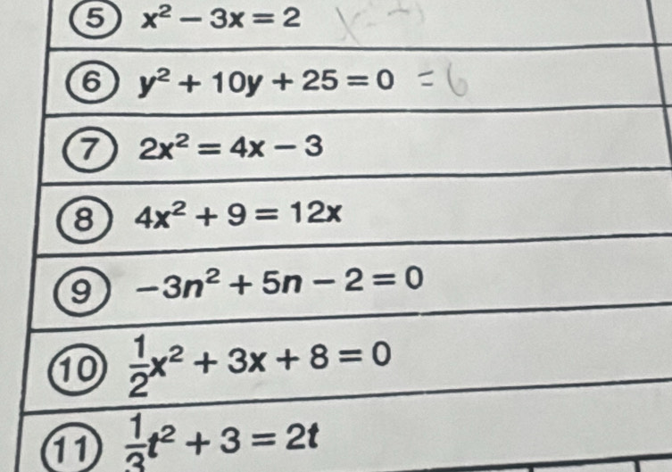 6 x^2-3x=2
①