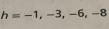 h=-1,-3,-6,-8