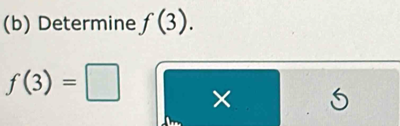 Determine f(3).
f(3)=□
×
5