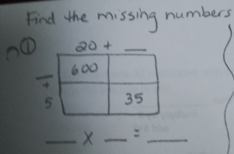 Find the missing numbers
①
_ x
__