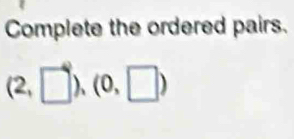 Complete the ordered pairs. 
2 )、 (0,□ )