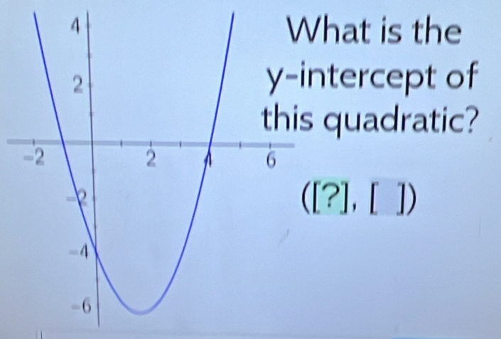 at is the 
tercept of 
quadratic?
([?],[])