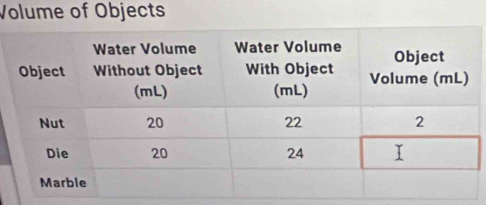 Volume of Objects