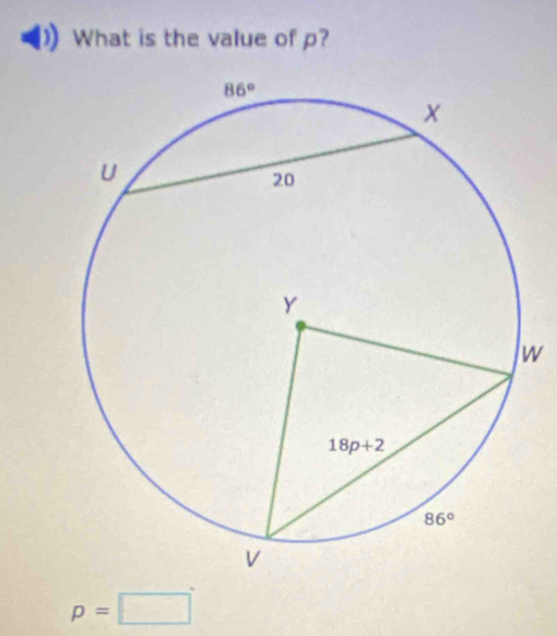 What is the value of p?
w
p=□