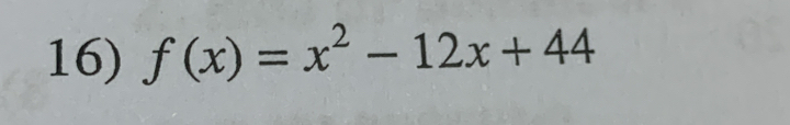 f(x)=x^2-12x+44