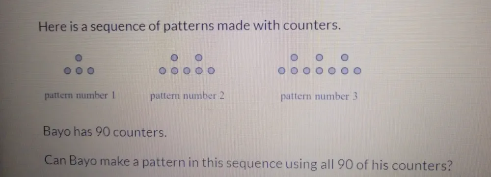 Solved: Here is a sequence of patterns made with counters. pattern ...