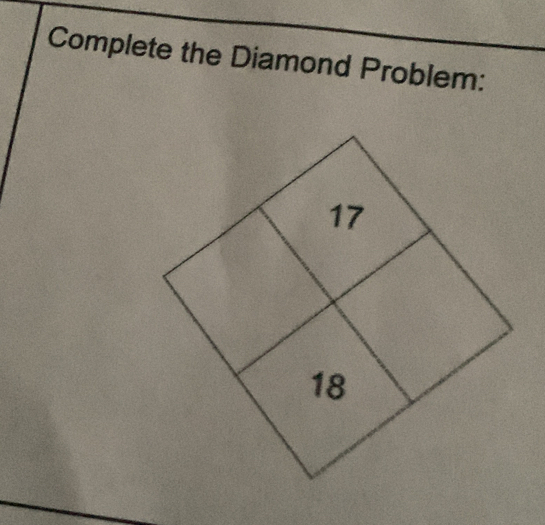 Complete the Diamond Problem: