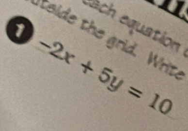 each equation 
eid he grid. Writ
-2x+5y=10