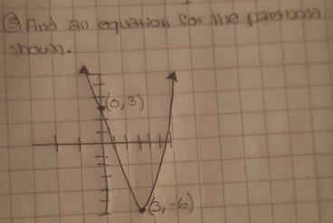 ③ Find an equation for mhe paobola
shou.