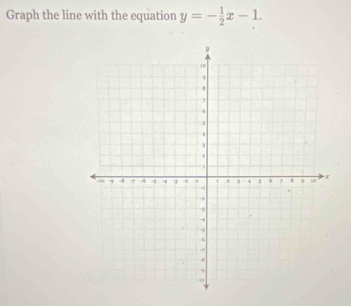 Graph the line with the equation y=- 1/2 x-1.