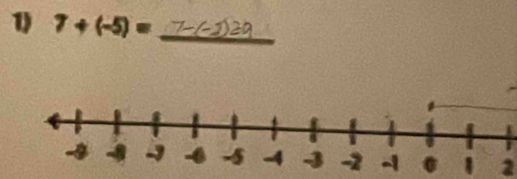 1 7+(-5)= _ 
1 2