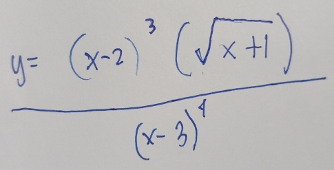 frac yfrac y=22^3(sqrt(x+1))(x-3)^4