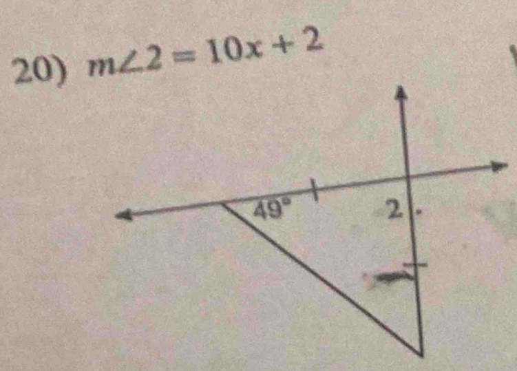 m∠ 2=10x+2