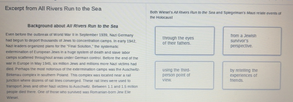 Solved: Excerpt from All Rivers Run to the Sea Both Wiesel's All Rivers ...