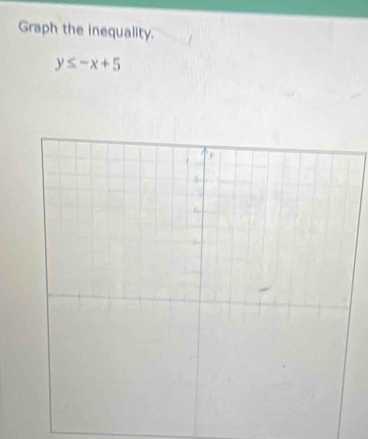 Graph the inequality.
y≤ -x+5