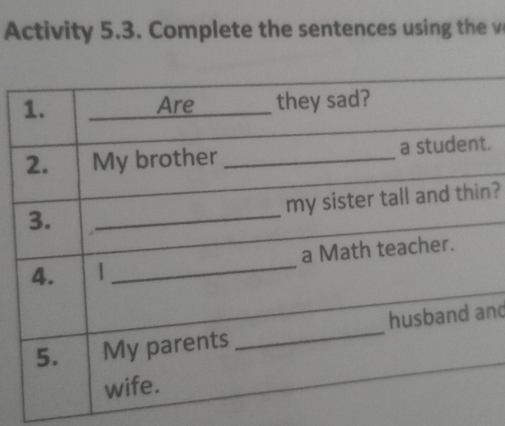 Activity 5.3. Complete the sentences usin t 
.
n? 
nd