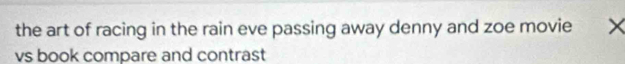 the art of racing in the rain eve passing away denny and zoe movie X
vs book compare and contrast