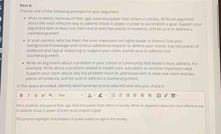 Choose one of the following prompts for your argument: Most students ...
