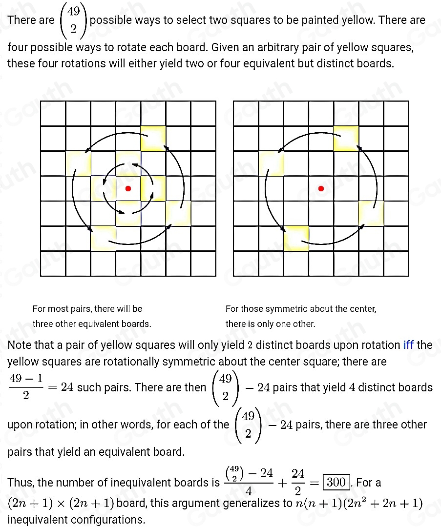Solved: Two squares of a 7* 7 checkerboard are painted yellow, and the ...
