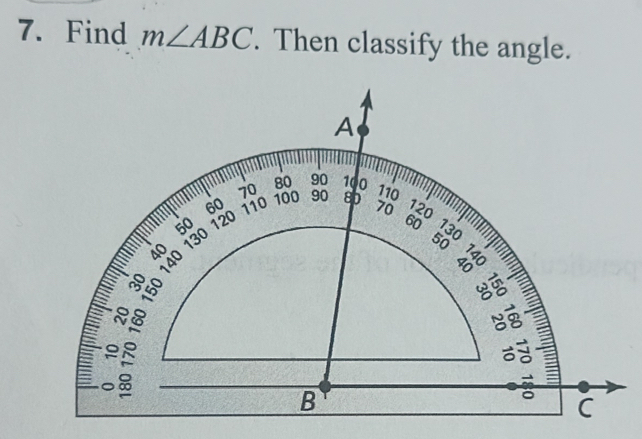 Find m∠ ABC. Then classify the angle.