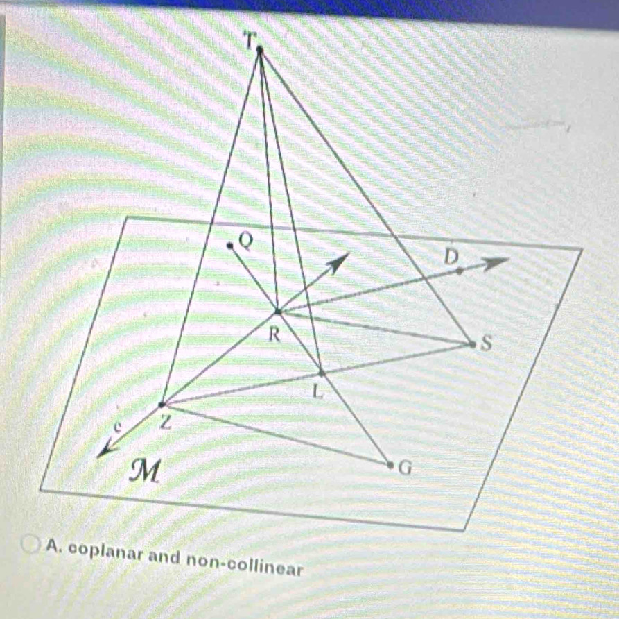 A. coplanar and non-collinear