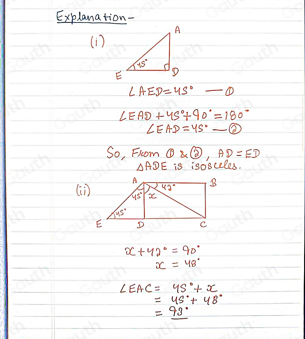 Solved: The rectangle ABCD and the triangle ADE are joined together as ...