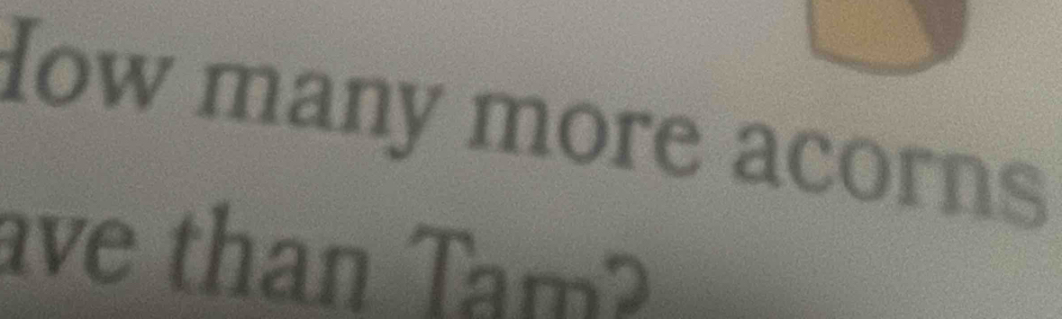 How many more acorns 
ave than Tam?