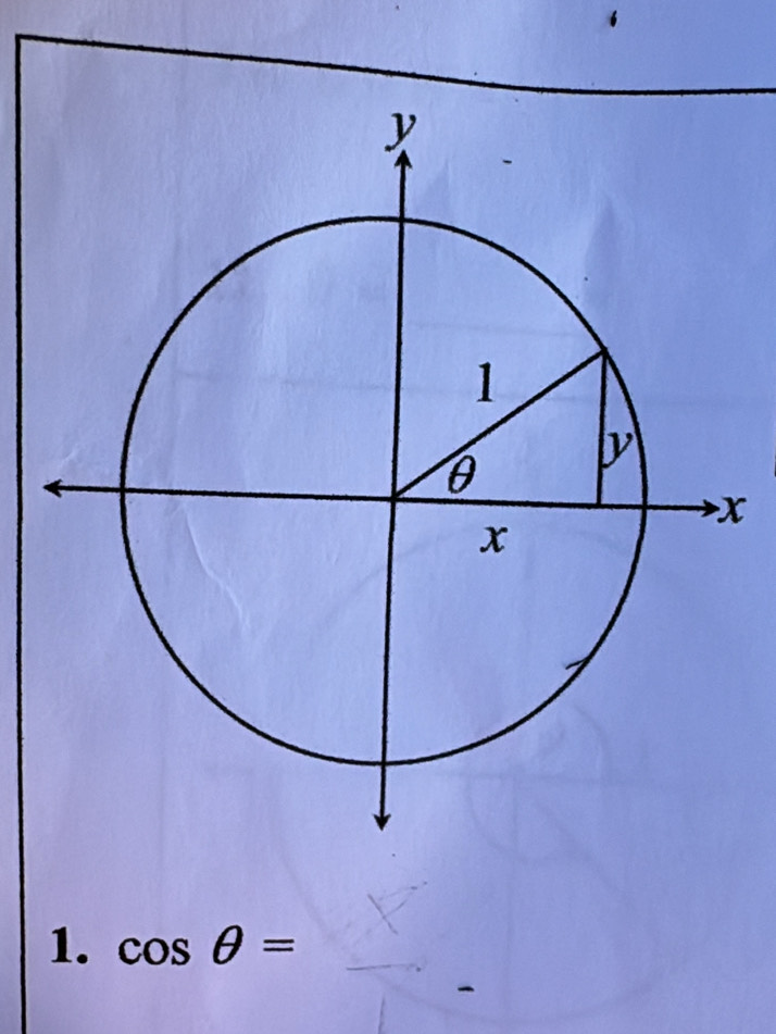 x
1. cos θ =