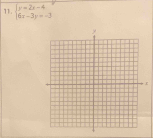 beginarrayl y=2x-4 6x-3y=-3endarray.