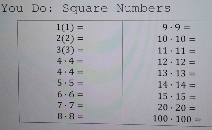 You Do: Square Numbers