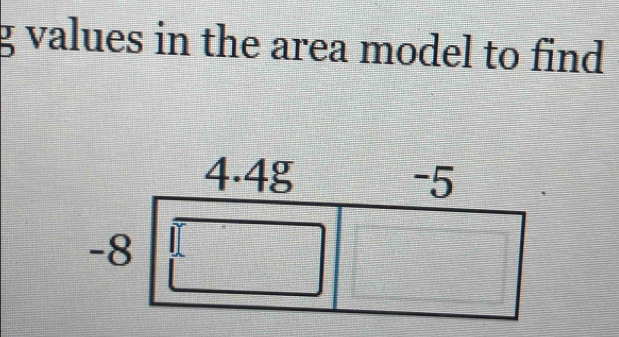 values in the area model to find