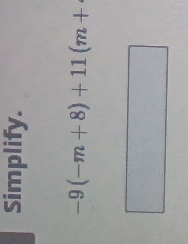 Simplify.
-9(-m+8)+11(m+