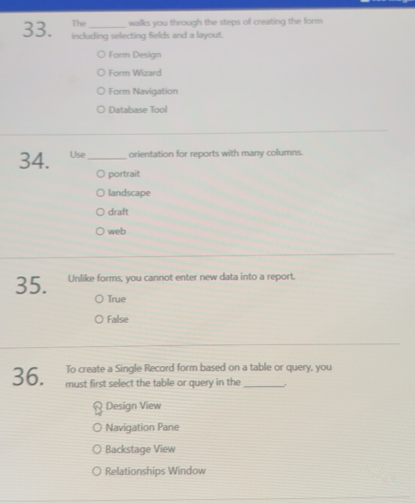 Solved: The walks you through the steps of creating the form 33 ...