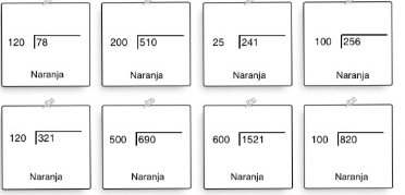 beginarrayr 120encloselongdiv 78endarray beginarrayr 200encloselongdiv 510endarray beginarrayr 25encloselongdiv 241endarray beginarrayr 100encloselongdiv 256endarray
Naranja Naranja Naranja Naranja
beginarrayr 120encloselongdiv 321endarray beginarrayr 500encloselongdiv 690endarray beginarrayr 600encloselongdiv 1521endarray beginarrayr 100encloselongdiv 820endarray
Naranja Naranja Naranja Naranja