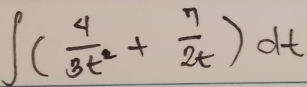 ∈t ( 4/3t^2 + 7/2t )dt