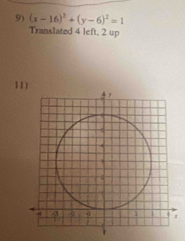 (x-16)^2+(y-6)^2=1
Translated 4 left, 2 up
1